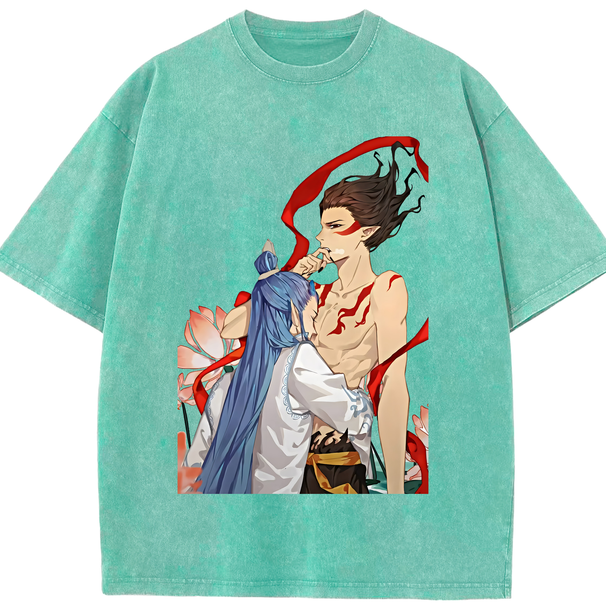 （画像用） Ne Zha 2 ナタ 魔童の大暴れ 綿100% ヴィンテージ風 半袖Tシャツ（フロントプリント）